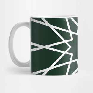 White Islamic Geometric Pattern Stars on Green Background Mug